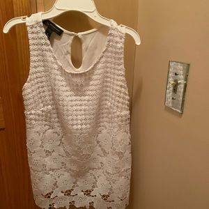 INC White Floral Lace Top